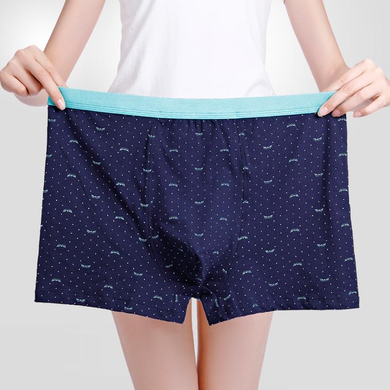 Cotton Printed Men's Underwear Mid High Waist Plus Size Flat Corner Pants