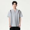 Men's Minimalist Aesthetic Henley Neck Streetwear T Shirt