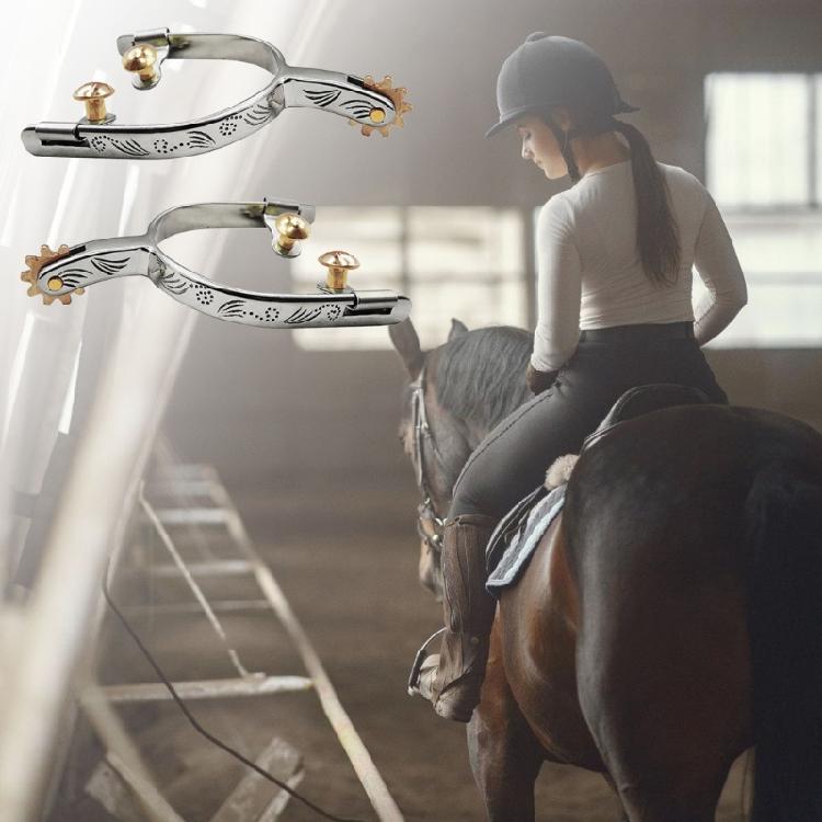 Retros Style Metal Spurs For Equestrians Use German Silver Embellished Traditional Western Horsemanship Spurs