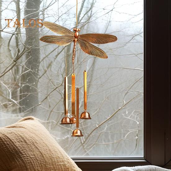Vintage Dragonfly Wind Chime Weather-proof Indoor Outdoor Garden Patio Metal Dragonfly Hanging Wind Bell Decoration Ornament