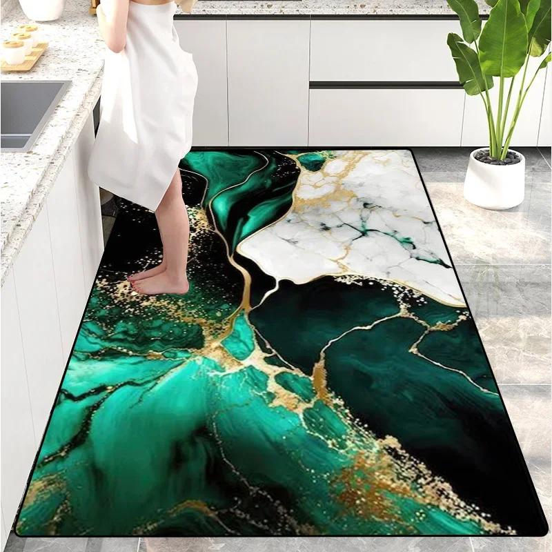 Stunning Blue-Green Marble Ripple Living Room Rug - Modern Abstract Watercolor Gilded Carpet for Home Decoration rugs 40x60cm
