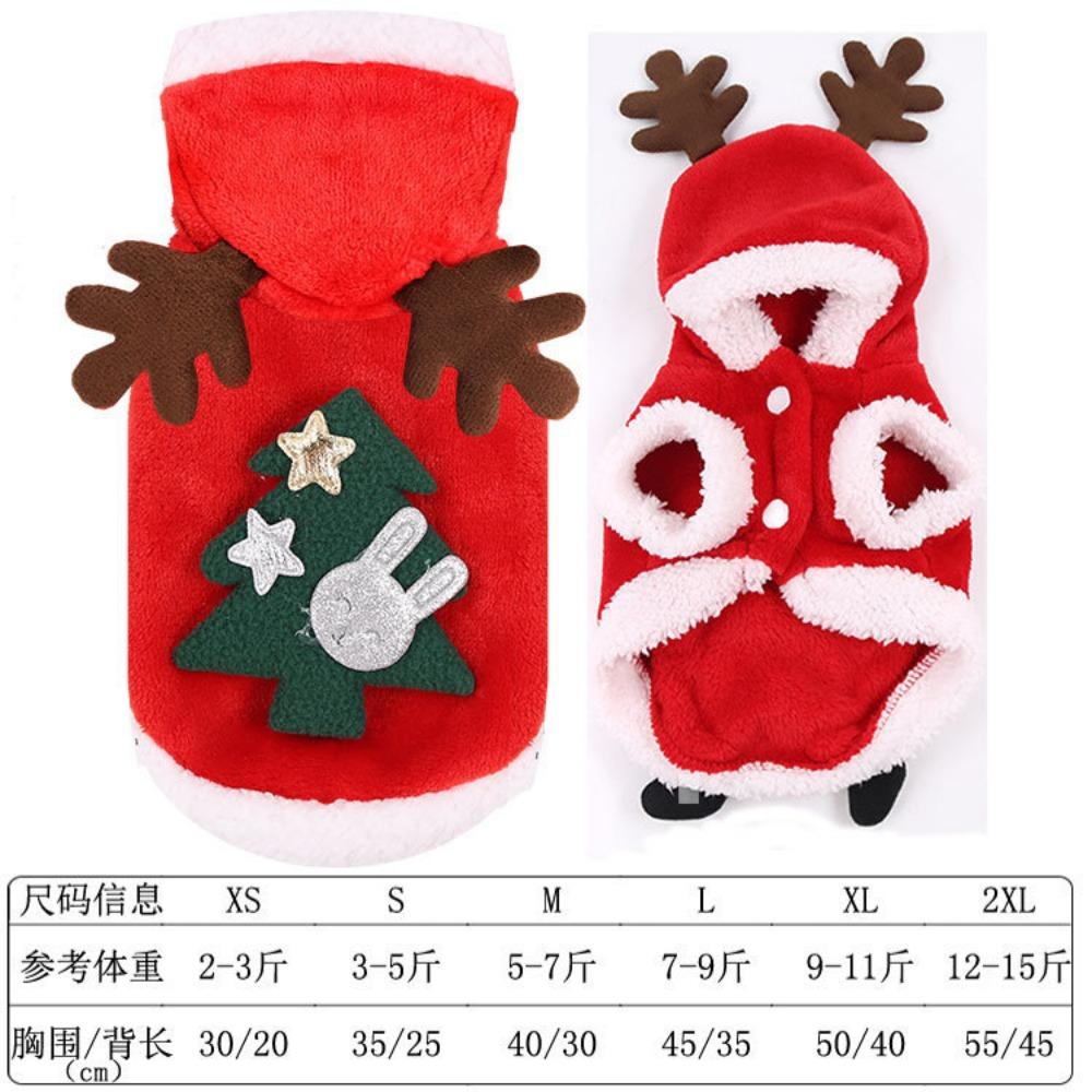 Small Medium Large Dog Christmas Pet Supplies Clothes Teddy Cotton Clothes Autumn and Winter Elk Cat Cat Dog Clothes