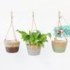 Stroh Hängender Korb Hanfseil Geflochtene Blumenkörbe Topfpflanzen Blumentöpfe