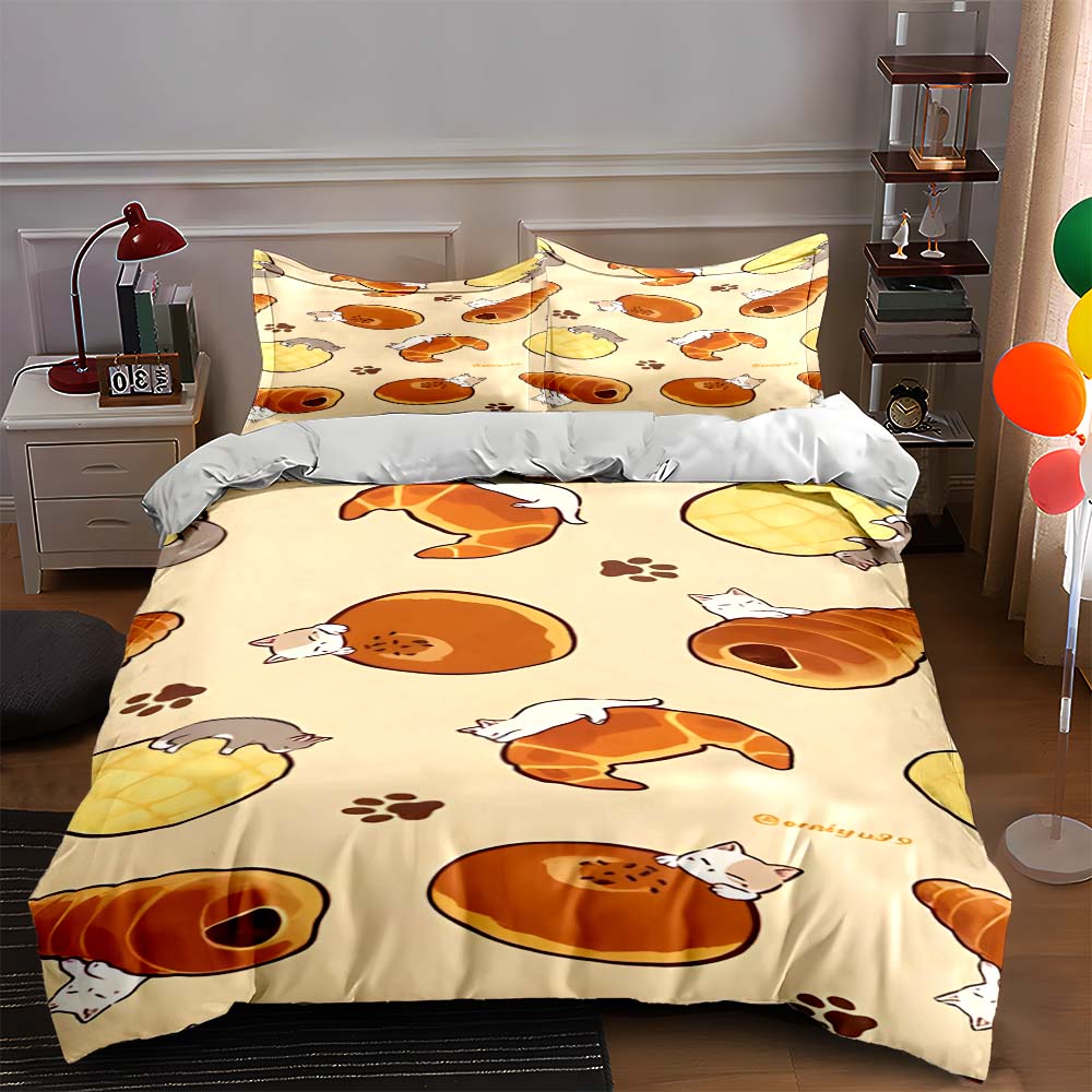

Cats pastry pattern. Bedding Duvet cover sets Duvet covers Pillowcases gifts (1 * Duvet Cover 2 * Pillowcases, without duvet insert) 135x200cm