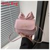 Girl Butterfly Knot Pu Mini Shoulder Bag With Cell Phone Pocket For Daily Use