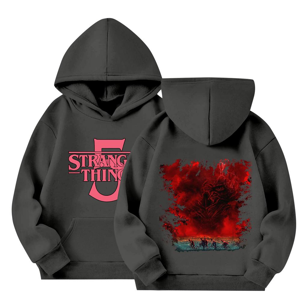 Dětská volná mikina s dlouhým rukávem a kapucí se stahovací šňůrkou a potiskem písmen