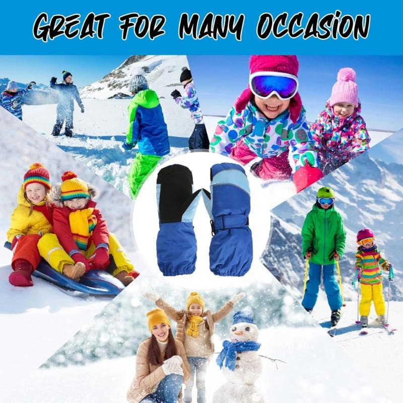 Atmungsaktive Skihandschuhe Verstellbare Schnalle Schneehandschuhe Fingerhandschuhe für Jungen und Mädchen Outdoor-Aktivitäten