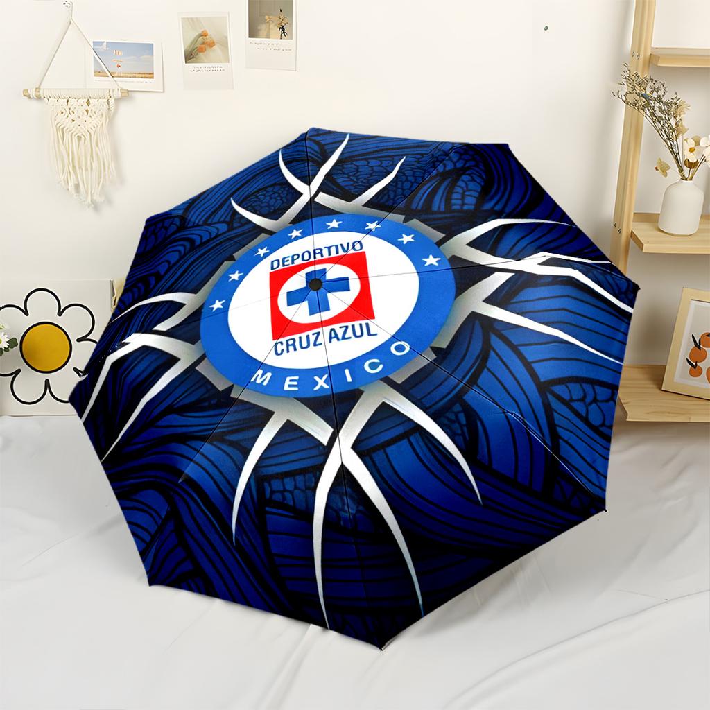 Cruz Azul Football Crest Automatic Umbrella Sturdy 8-Rib Shaft Compact Design for Women/Men Elegant Women's Umbrella Perfect Gift for Friends & Family