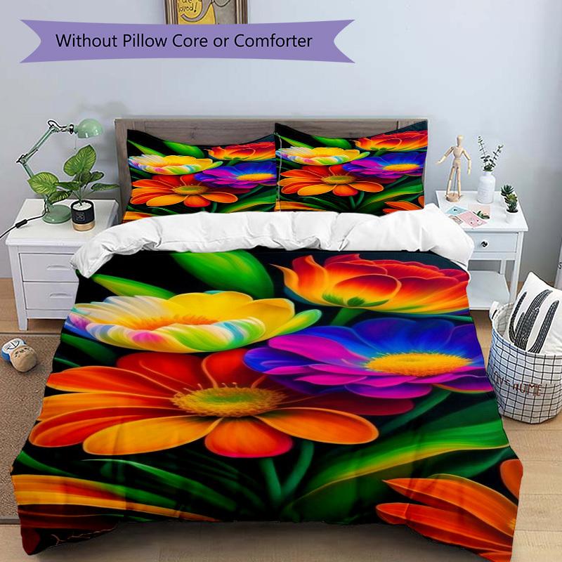 3pcs Flower Bouquet Duvet Cover Set, 1 Duvet Cover + 2 Pillowcases (No Insert), High-Definition Print, Home & Dorm Yy251123017