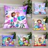 Cartoon Anime Gabby's Puppenhaus Kurzes Plüschkissenbezug Kissenhülle Beidseitiger Druck Reißverschluss Sofa Party Heimdekoration