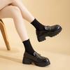 Round Toe Small Leather Shoes with Thick Heels and Soft Soles