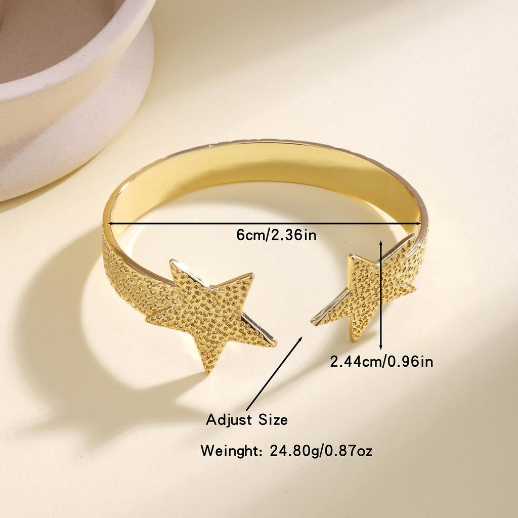 Nidin High Quality Star Heart Open Cuff Bangle Adjustable Copper Bracelet Fashion Jewelry For Women Valentine's Day Fine Gifts