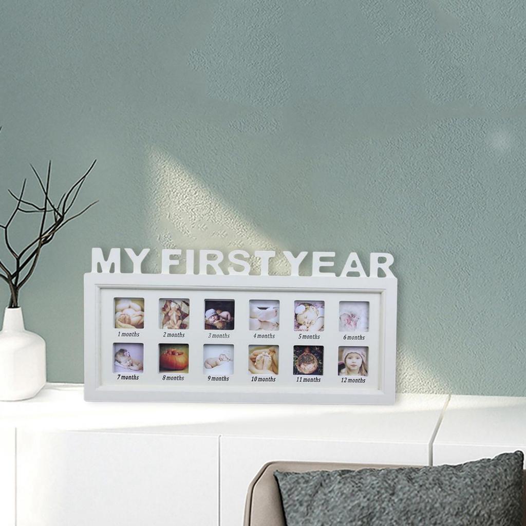 Photo Frame for 0-12 Month Baby"My First Year" Pictures Footprint Handprint Kids