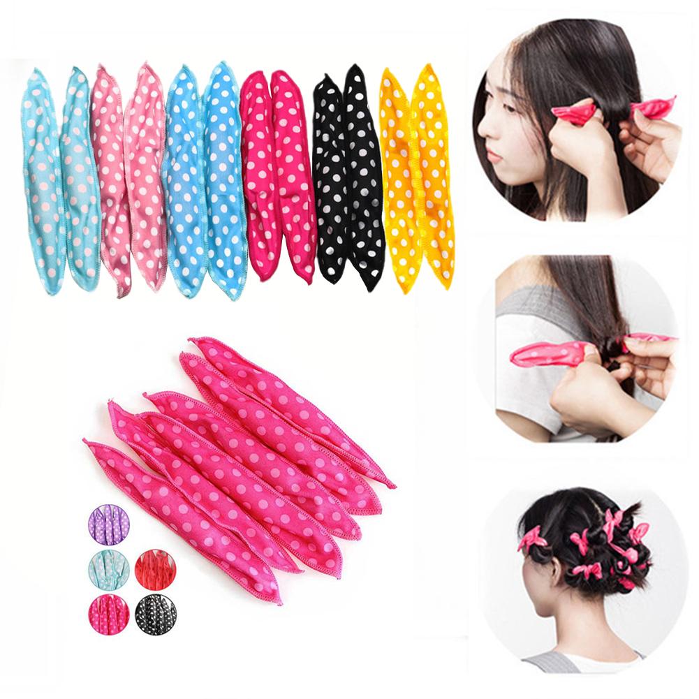 12Pcs/bag Curler Rollers DIY Night Sleep Foam Hair Curler Soft Satin Sponge Pillow Hair Rollers No Heat Household Styling Tools