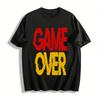 Vintage Game Over Print Casual T-Shirt Unisex Loose Fit Top Pure Cotton T-shirt