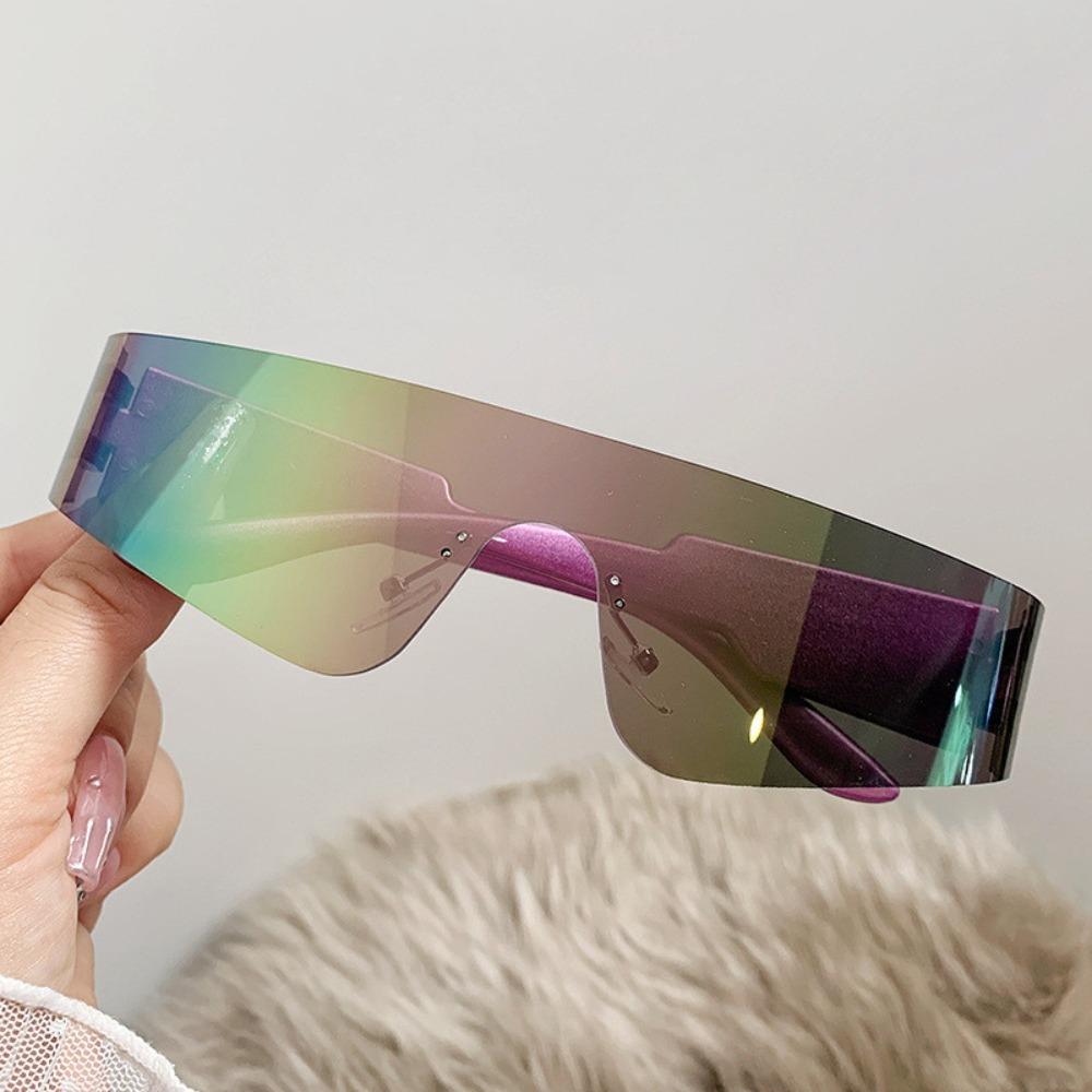2 PCS Rimless One-pieces Women Sunglasses Men Fashion Y2k Mirror Shades Eyewear Ins Popular Brand Design UV400 Sun Glasses