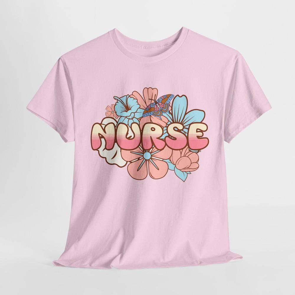 Nurse Heartbeat T-Shirt | Cute RN Stethoscope Tee | Floral-Nurse