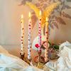 2Pcs Love Style Rich Colors Pattern Printing Smokeless Wedding Decoration Candlelight Dinner Long Candle Decoration Supplies