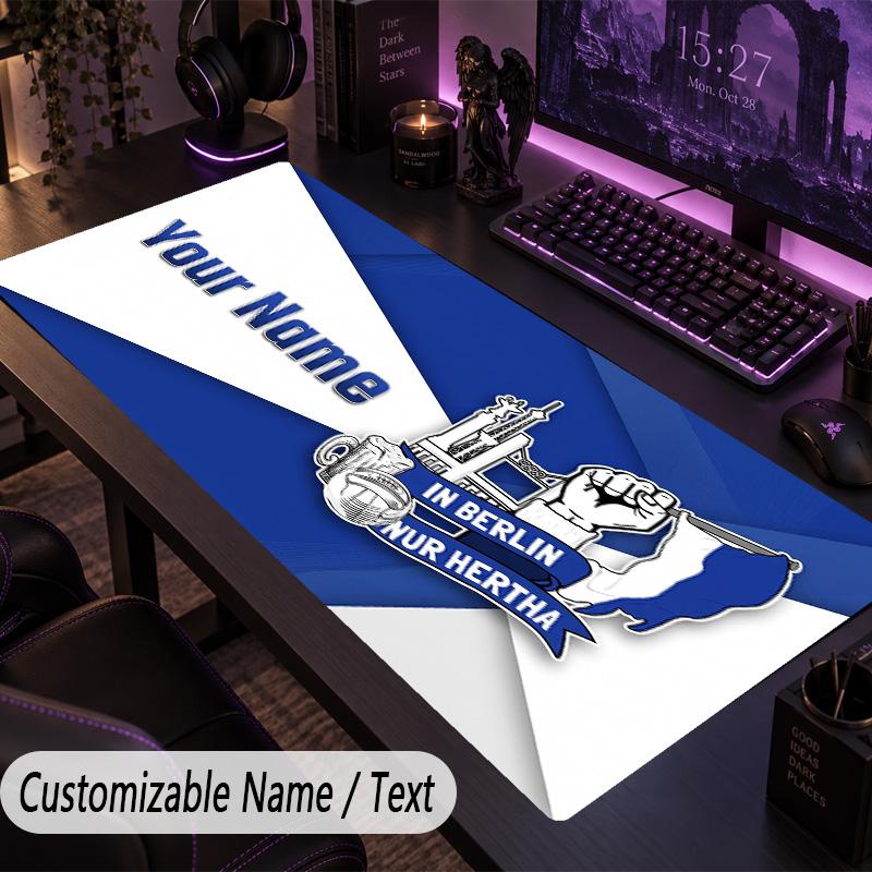 Großes Mauspadd Hertha BSC Benutzerdefinierter Name Text Personalisierte Schreibtischmatte Rutschfestes Gaming-Pad