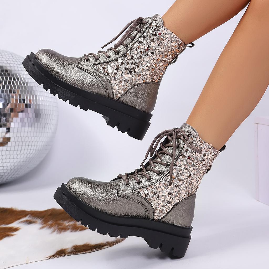 Women Anti-slip Boots Comfortable Lace-up Ankle Boots Outdoor Deep Mouth Chunky Platform Designer Shoes  De Mujer