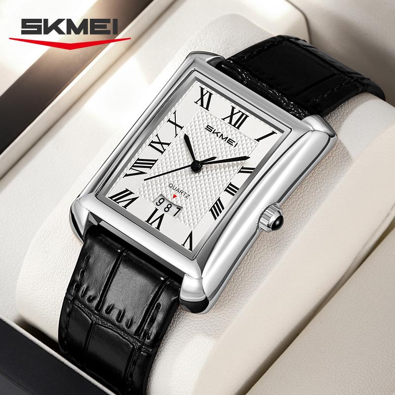 SKMEI 2575 Waterproof Date Genuine Luxury High-end Quartz Watch for Men Leather Strap Mens Wristwatch Shockproof Colck Relgios