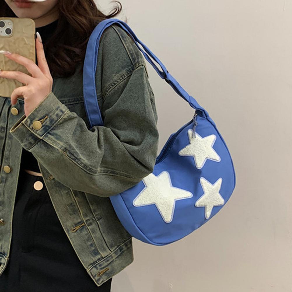 Women Canvas Messenger Bag Versatile Hobo Bag Adjustable Strap Crossbody Sling Bag Pentagram Satchel Bag Slouchy Travel Bag