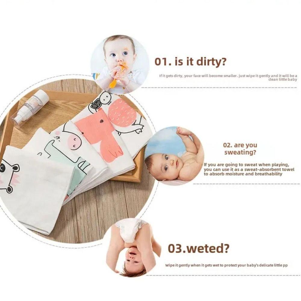 5PCS Face Wipes Baby Gauze Towels Super Soft Cartoon Infan Washcloth  Newborn Children