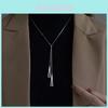 Fashionable Geometric Triangle Sweater Chain For Women Ins Metal Style Long Necklace