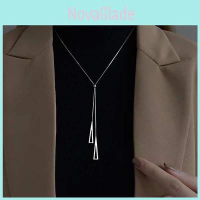 Fashionable Geometric Triangle Sweater Chain For Women Ins Metal Style Long Necklace