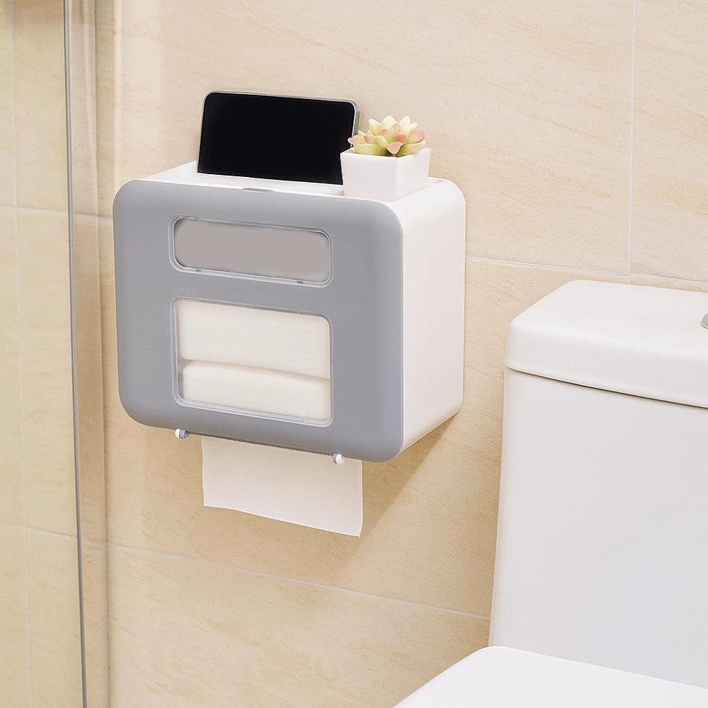 Wall Mounted Toilet Paper Box Large Capacity Roll Paper Storage Rack Sundries Storage Box  for Home