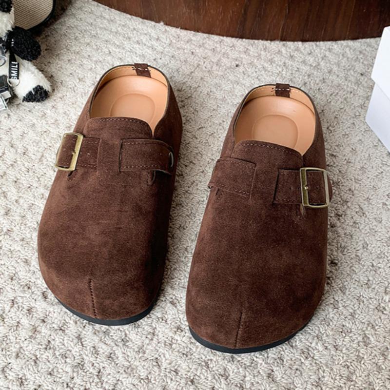 

Модные новые весенние туфли-балетки с круглым носком, глубоким вырезом и металлической пряжкой, нескользящие и износостойкие тапочки 40