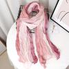 Contrast Color Cotton And Linen Wrinkled Scarf Female Literary And Artistic Fan Atmosphere Warm Silk Scarf Retro Gradual Change Color Scarf Shawl