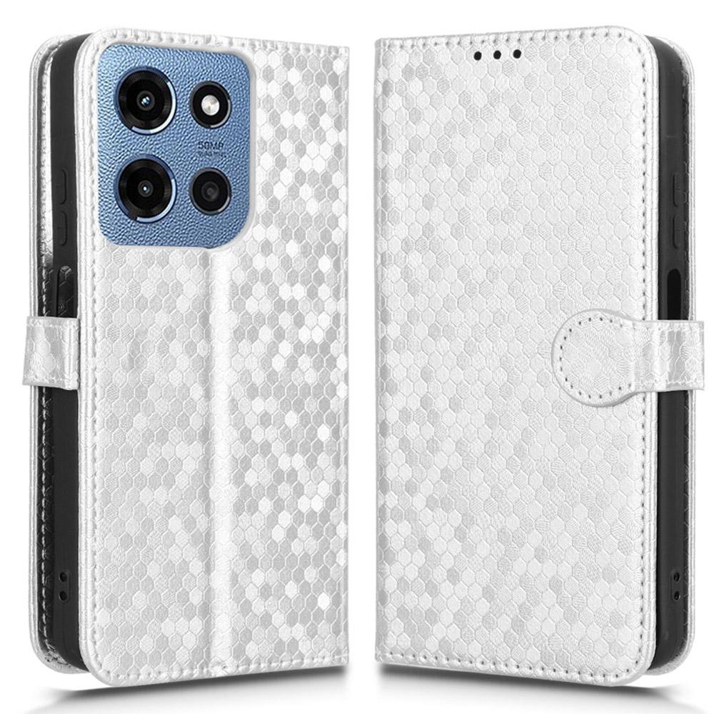 For Motorola Moto G 5G (2025) Wallet Case Dot Pattern Imprint PU Leather Phone Cover