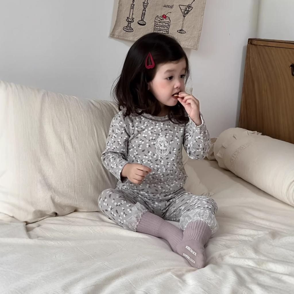 [Upgraded Version] Children's Pajamas and Girls' Class A Long Johns, Long Johns, Wool Pull-up Rack Homewear Set