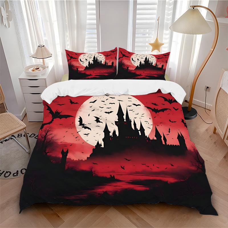 

3pcs Moonlit Castle 1Cover + 2Pillowcases, PillowInserts NotIncluded, Machine Washable, All - Season Use, Suitable for Bedroom Guest Room 135x200cm