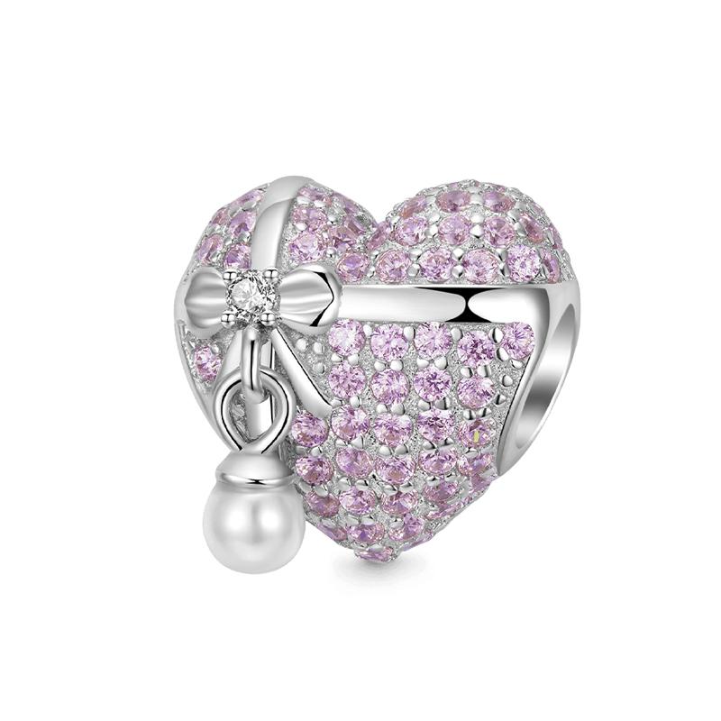 925 Pure Silver Pink Series Father Butterfly Bag Flower Charm Fit for Original Bracelet DIY Women's Exquisite Jewelry