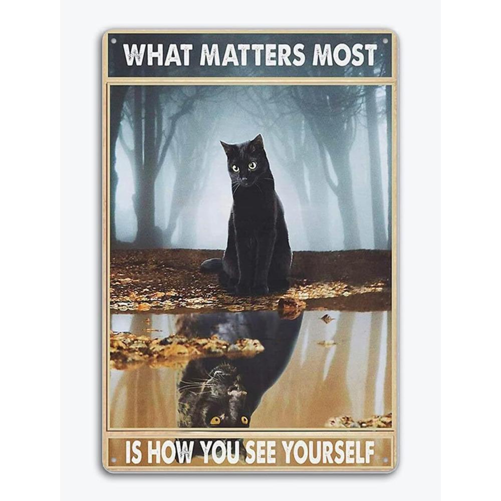 Black Cat Witch Halloween Darkness My Old Friend Retro Tin Signs Vintage Wall Decoration Home Bar Kitchen Hotel Dining Room Metal Poster 8x12 Inch