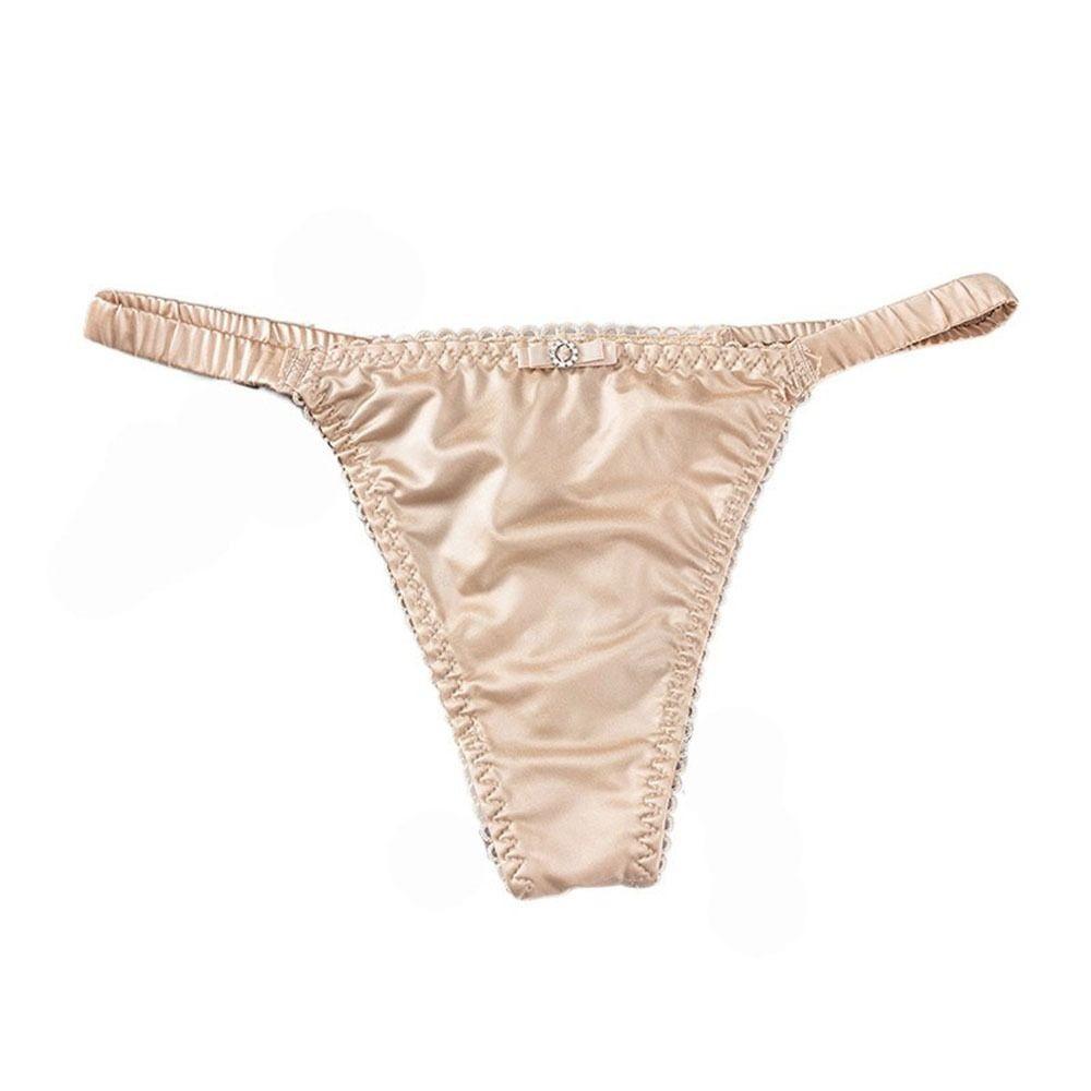 

Однотонный тонкий пояс Женские стринги Женское нижнее белье Сатиновые трусики Бант Трусики Мягкий комфорт для девушки Трусы с низкой посадкой 1pc