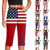 Women's High Waist Yoga Pants with Pocket Independence Day Print Slit Hem for Summer Workout