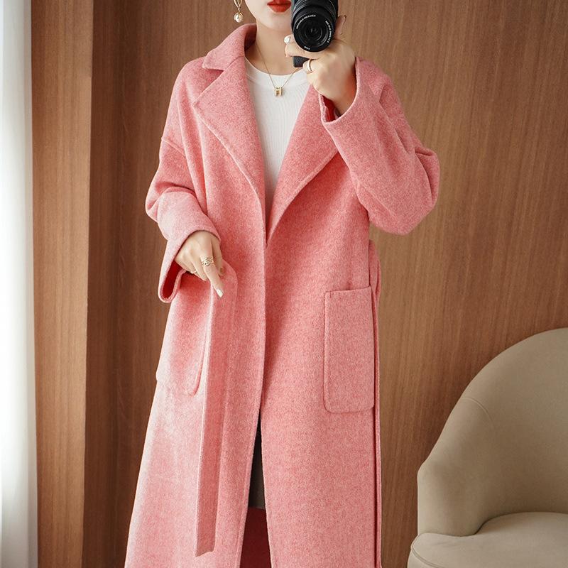 Autumn and winter new double-sided woolen cashmere coat women's medium and long fashion loose wool coat women's clothing