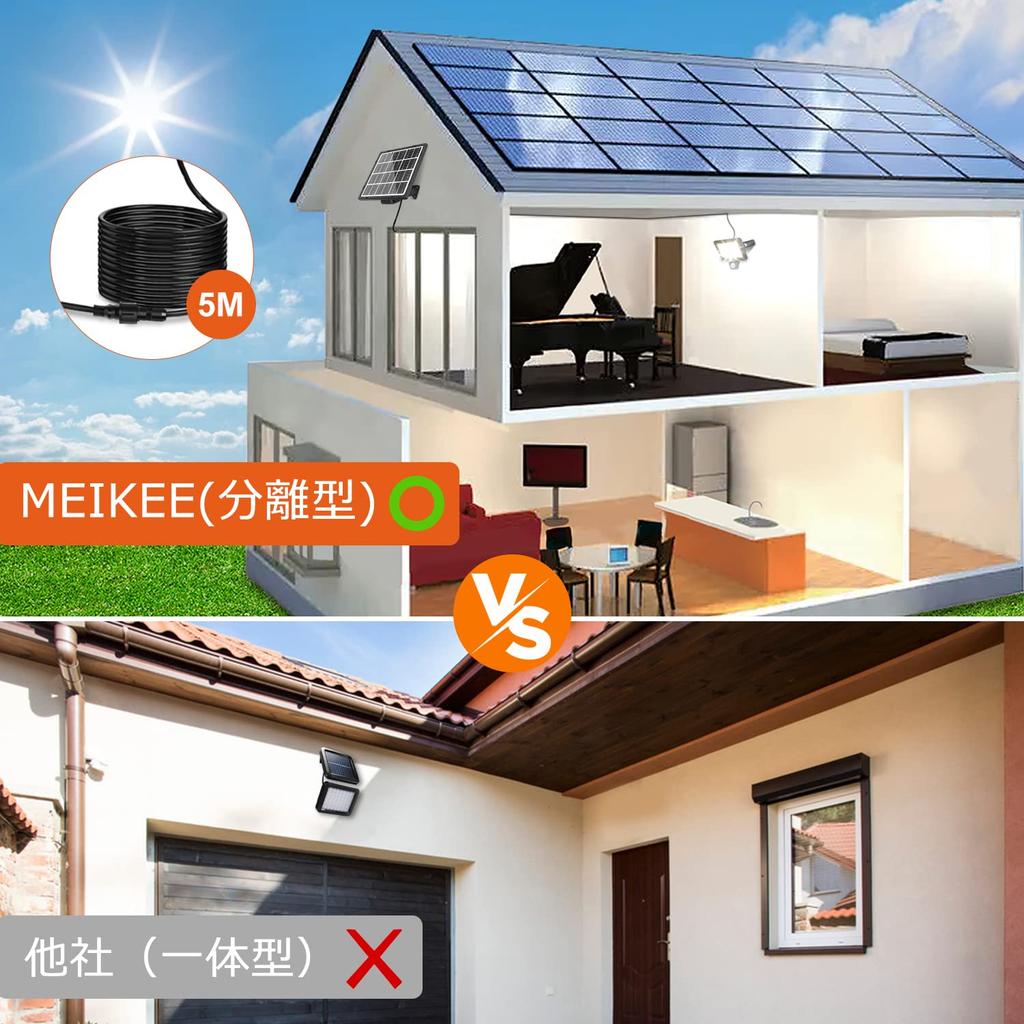 MEIKEE [2022 Improved High Brightness, 3 Color Temperatures] Solar Sensor Light with Motion Sensor, 100W Equivalent, 3000LM, Warm White, Neutral