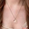 Collana a catena con ciondolo a forma di cuore in cristallo bianco semplice e trasparente, pesca, collana classica alla moda, gioielli per feste, regalo