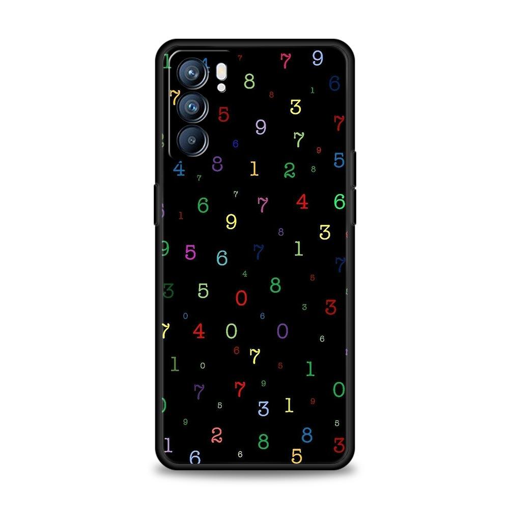Number Pattern Phone Case For Oppo Reno 13 12 11 10 7 F Find X5 X6 A98 A80 A79 A78 A57 A54 A31 A17 Pro 5G Soft TPU Cover Fundas
