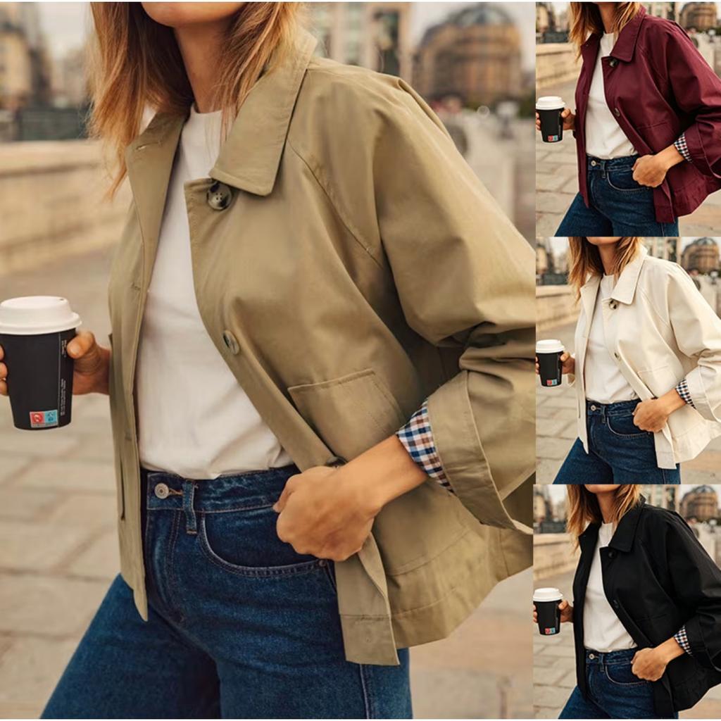 Autumn Winter New Women's Loose Solid Trench Coat With Pockets Lined Casual Outerwear For European American