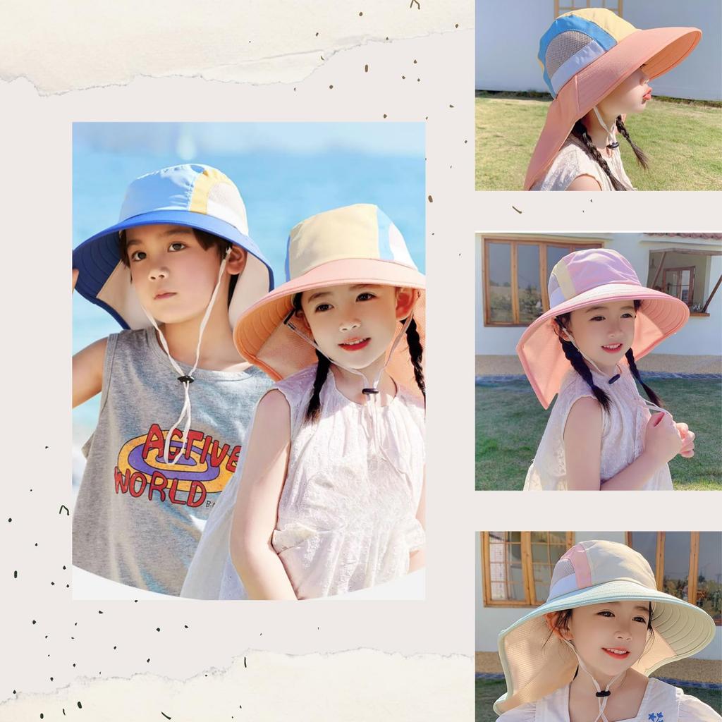 Sunshade Hat with Flap Wide Brim Hat Kids Boys Girls Years Old Sunshade Mesh Cap Heat Stroke Prevention Nursery School Water Play Outdoor Play Cute
