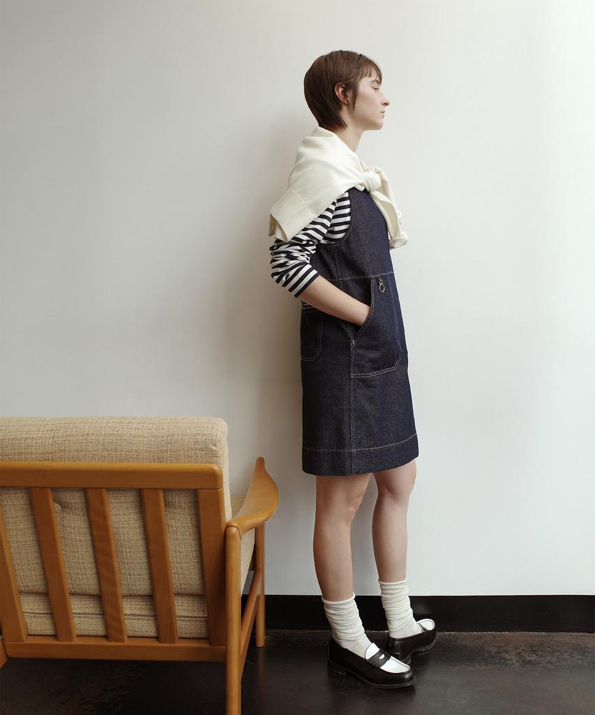 Covernat Woman Suspender Denim Dress Indigo