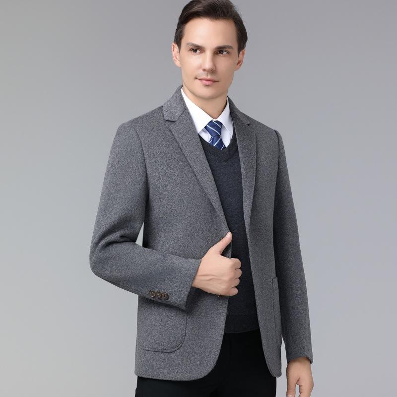 Double-sided cashmere suit men's jacket winter new wool down lining single suit top business casual suit