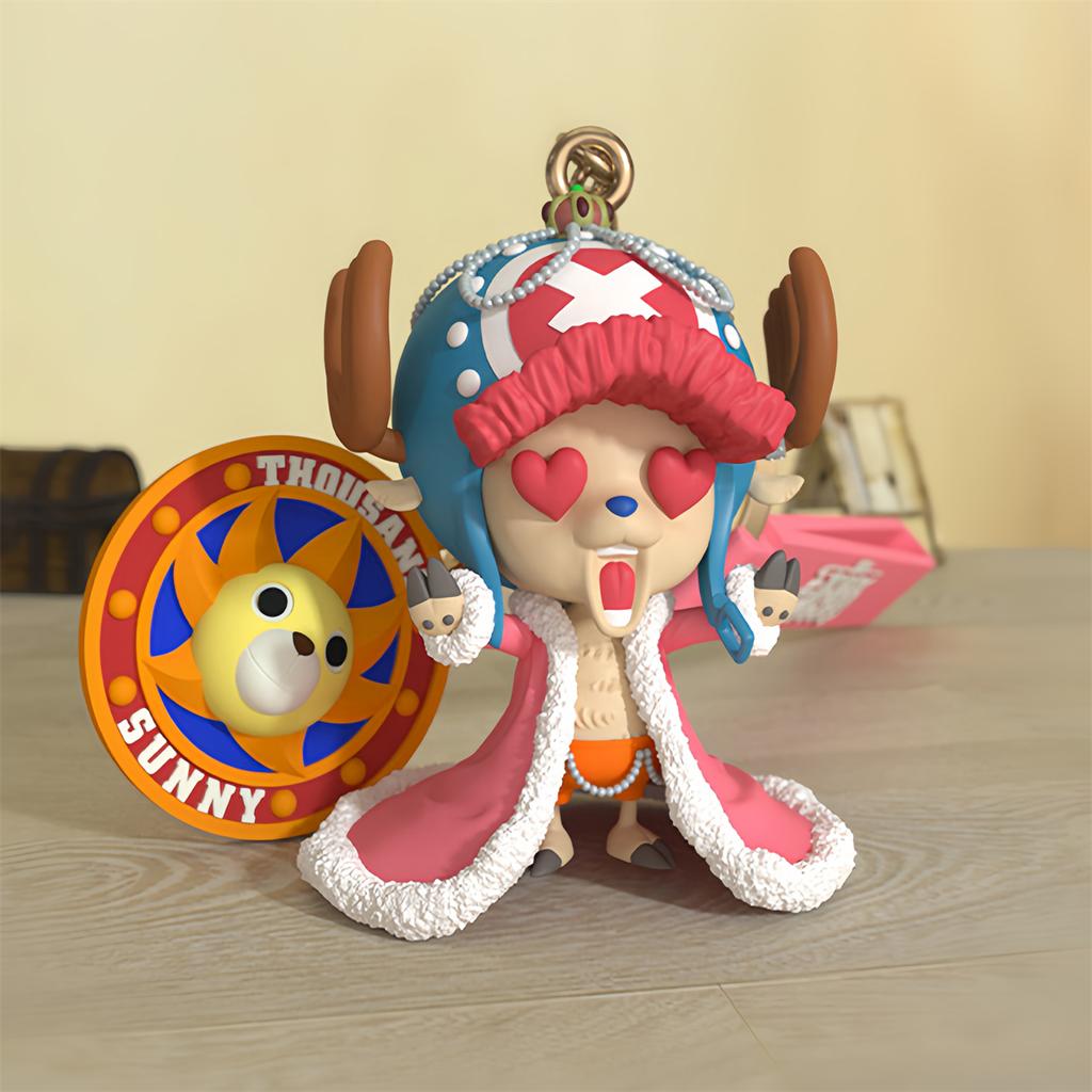 Genuine One Piece Anime Figure Monkey D Luffy Chopper Cartoon Keychain Bag Ornament Dolls Kids Birthday Present Xmas Toy Gifts