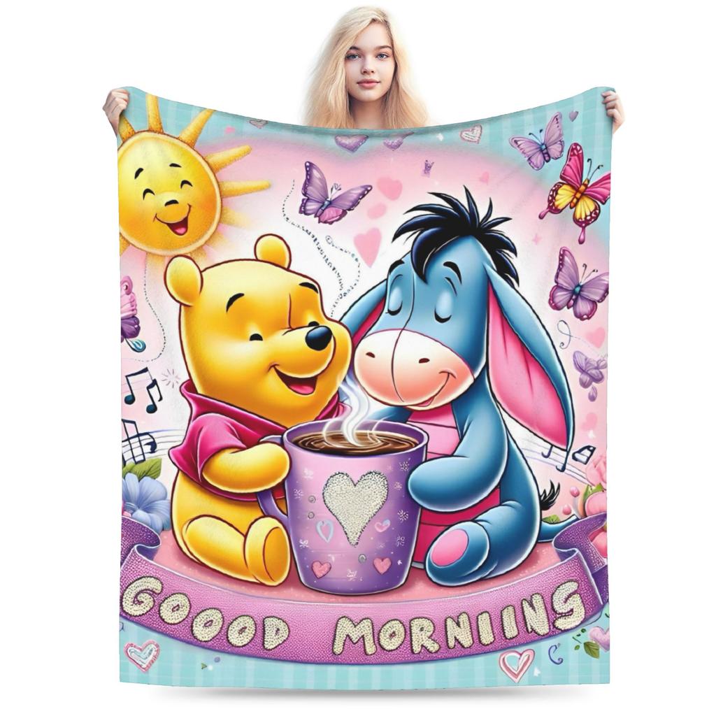Winnie-the-Pooh Eeyore Blankets Fleece Summer Air Conditioning Cartoon Lightweight Thin Throw Blankets for Home Car Rug Piece