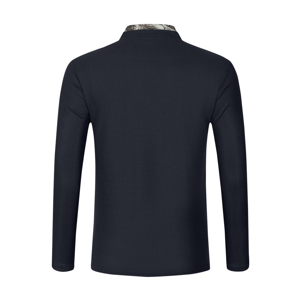 Men's Single Breasted Round Neck Long Sleeved Casual Sports Top